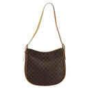 CELINE Macadam Canvas Shoulder Bag PVC Leather Brown Gold Auth 177058A-13