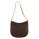 CELINE Macadam Canvas Shoulder Bag PVC Leather Brown Gold Auth 177058A-2
