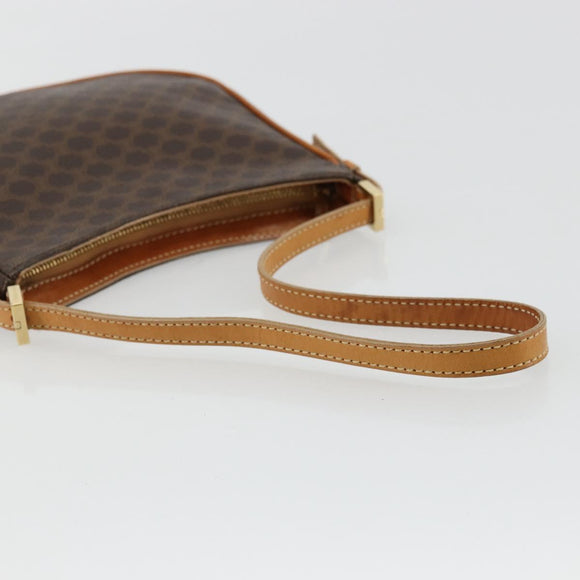 CELINE Macadam Canvas Shoulder Bag PVC Leather Brown Gold Auth 177058A