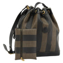 FENDI Pecan Canvas Shoulder Bag PVC Brown Black Auth 177061-1