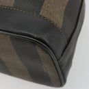 FENDI Pecan Canvas Shoulder Bag PVC Brown Black Auth 177061-10