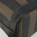 FENDI Pecan Canvas Shoulder Bag PVC Brown Black Auth 177061-11
