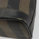 FENDI Pecan Canvas Shoulder Bag PVC Brown Black Auth 177061-12
