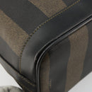 FENDI Pecan Canvas Shoulder Bag PVC Brown Black Auth 177061-13
