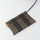 FENDI Pecan Canvas Shoulder Bag PVC Brown Black Auth 177061-18