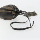 FENDI Pecan Canvas Shoulder Bag PVC Brown Black Auth 177061-7