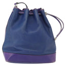 CELINE Shoulder Bag Leather Blue Silver Auth 177062-3