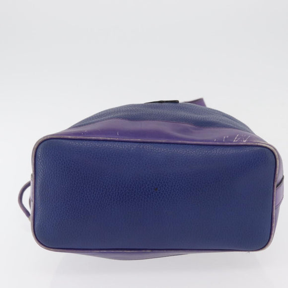 CELINE Shoulder Bag Leather Blue Silver Auth 177062