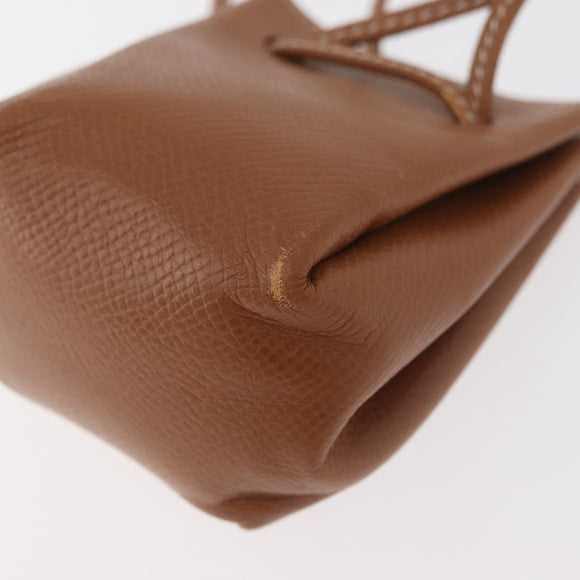 HERMES Vespa Pouch Leather Brown Gold Auth 177067A