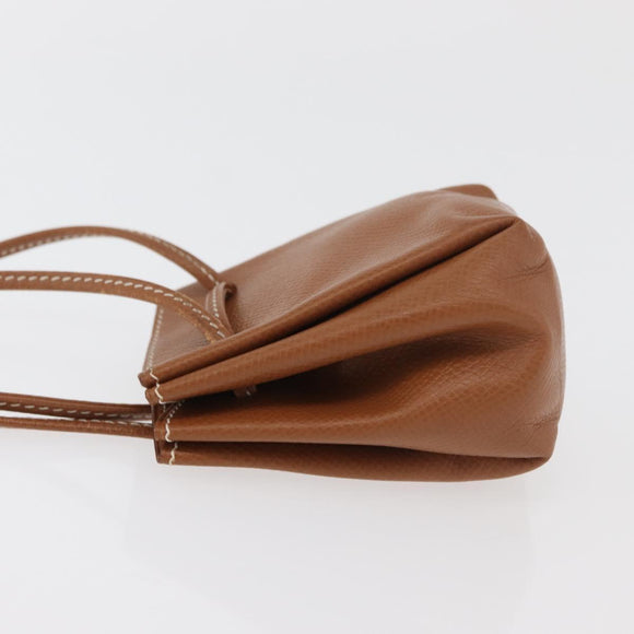 HERMES Vespa Pouch Leather Brown Gold Auth 177067A