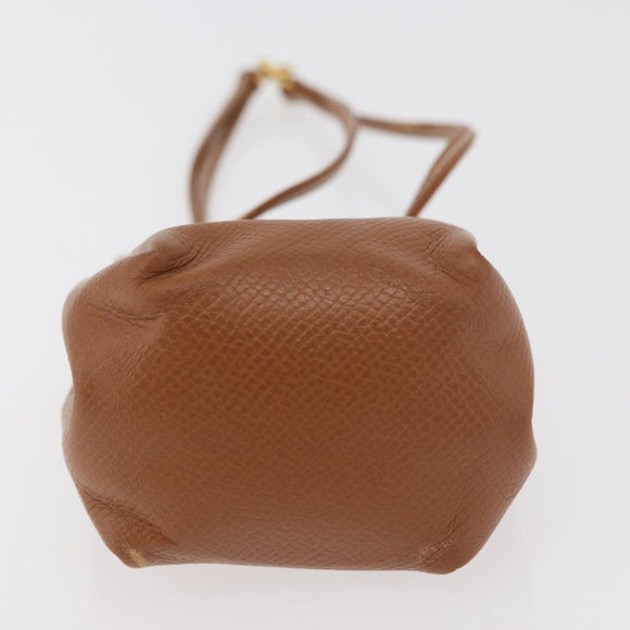 HERMES Vespa Pouch Leather Brown Gold Auth 177067A