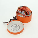 HERMES Pleated Carre 90 Scarf ""CAVALIERS DES NUAGES"" Silk Orange Auth 177074M-10