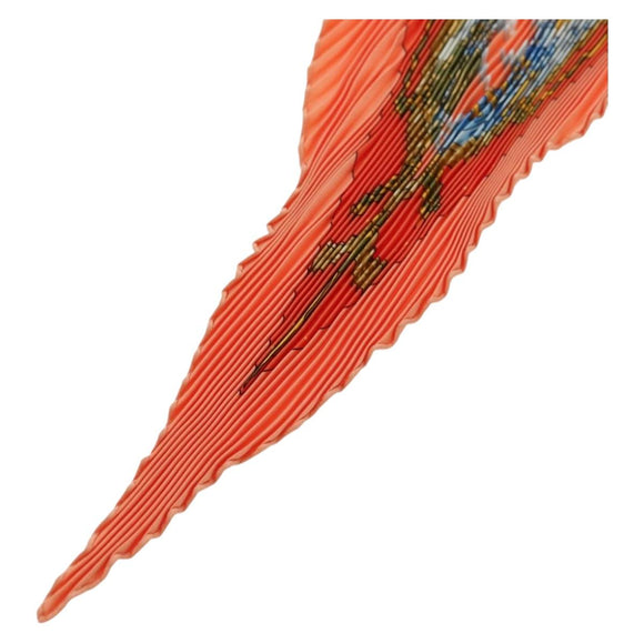 HERMES Pleated Carre 90 Scarf ""CAVALIERS DES NUAGES"" Silk Orange Auth 177074M