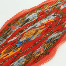 HERMES Pleated Carre 90 Scarf ""CAVALIERS DES NUAGES"" Silk Orange Auth 177074M-4