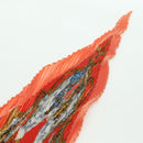 HERMES Pleated Carre 90 Scarf ""CAVALIERS DES NUAGES"" Silk Orange Auth 177074M-5