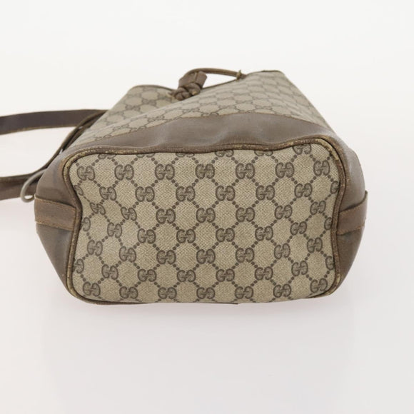 GUCCI GG Supreme Web Sherry Line Tote Bag PVC 3 Set Beige Auth 177075