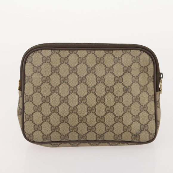 GUCCI GG Supreme Web Sherry Line Tote Bag PVC 3 Set Beige Auth 177075