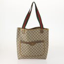GUCCI GG Supreme Web Sherry Line Tote Bag PVC 3 Set Beige Auth 177075-2