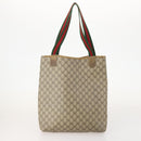 GUCCI GG Supreme Web Sherry Line Tote Bag PVC 3 Set Beige Auth 177075-3