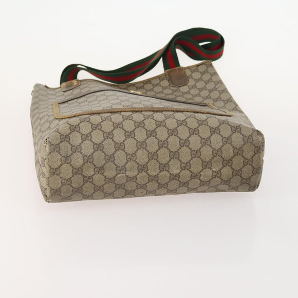 GUCCI GG Supreme Web Sherry Line Tote Bag PVC 3 Set Beige Auth 177075