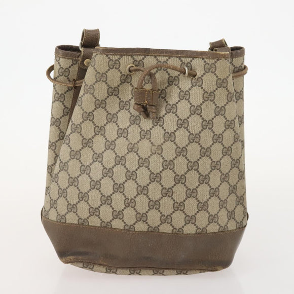 GUCCI GG Supreme Web Sherry Line Tote Bag PVC 3 Set Beige Auth 177075