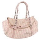 Christian Dior Trotter Canvas Chain Romantic Bag PVC Pink Silver Auth 177076-1