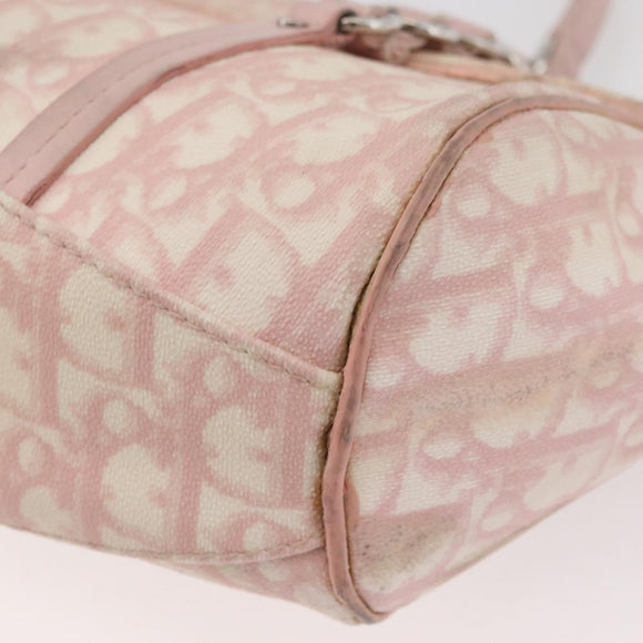 Christian Dior Trotter Canvas Chain Romantic Bag PVC Pink Silver Auth 177076