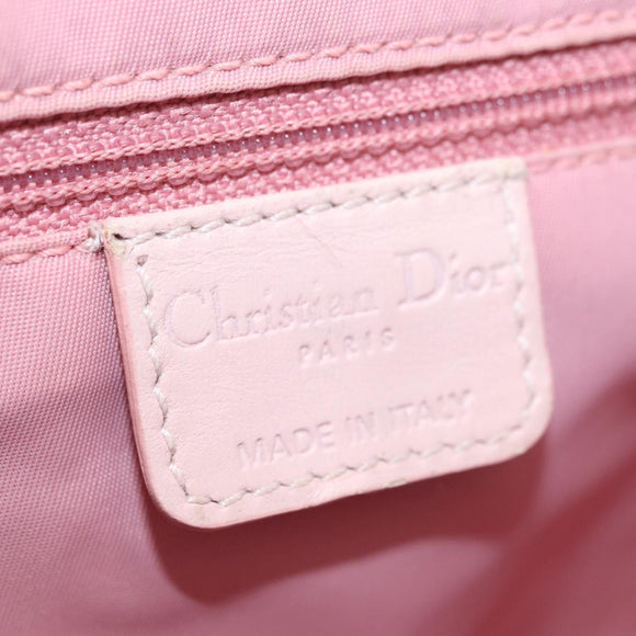 Christian Dior Trotter Canvas Chain Romantic Bag PVC Pink Silver Auth 177076