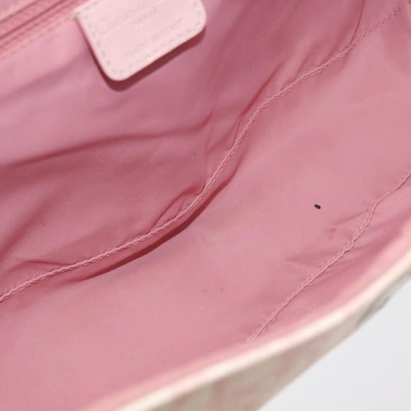 Christian Dior Trotter Canvas Chain Romantic Bag PVC Pink Silver Auth 177076