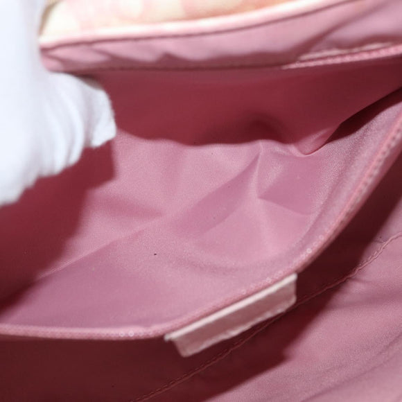 Christian Dior Trotter Canvas Chain Romantic Bag PVC Pink Silver Auth 177076
