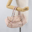 Christian Dior Trotter Canvas Chain Romantic Bag PVC Pink Silver Auth 177076-22