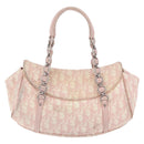 Christian Dior Trotter Canvas Chain Romantic Bag PVC Pink Silver Auth 177076-2
