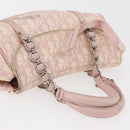 Christian Dior Trotter Canvas Chain Romantic Bag PVC Pink Silver Auth 177076-6