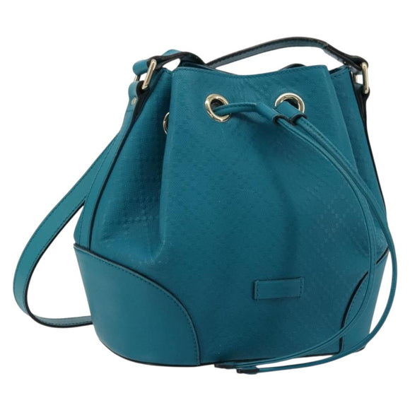 GUCCI Diamante Shoulder Bag Leather Blue Silver 354229 Auth 177084A