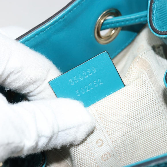 GUCCI Diamante Shoulder Bag Leather Blue Silver 354229 Auth 177084A