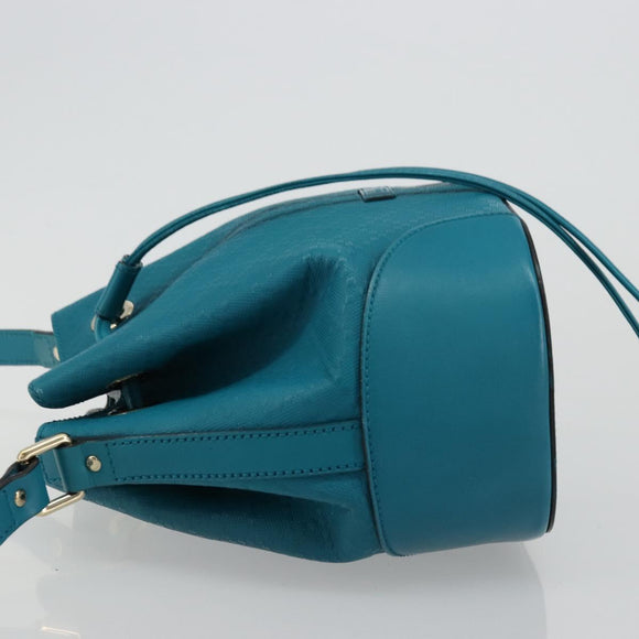 GUCCI Diamante Shoulder Bag Leather Blue Silver 354229 Auth 177084A
