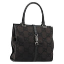 GUCCI GG Canvas Jackie Hand Bag Black Silver 002 1065 Auth 177085-1