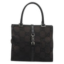 GUCCI GG Canvas Jackie Hand Bag Black Silver 002 1065 Auth 177085-13