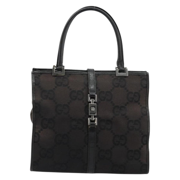 GUCCI GG Canvas Jackie Hand Bag Black Silver 002 1065 Auth 177085