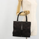 GUCCI GG Canvas Jackie Hand Bag Black Silver 002 1065 Auth 177085-23