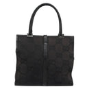 GUCCI GG Canvas Jackie Hand Bag Black Silver 002 1065 Auth 177085-2