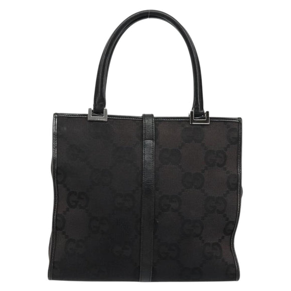 GUCCI GG Canvas Jackie Hand Bag Black Silver 002 1065 Auth 177085