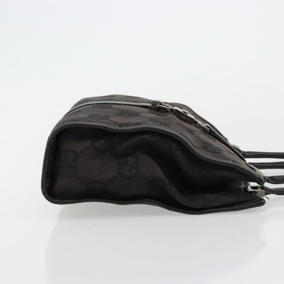 GUCCI GG Canvas Jackie Hand Bag Black Silver 002 1065 Auth 177085