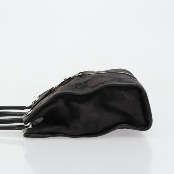 GUCCI GG Canvas Jackie Hand Bag Black Silver 002 1065 Auth 177085