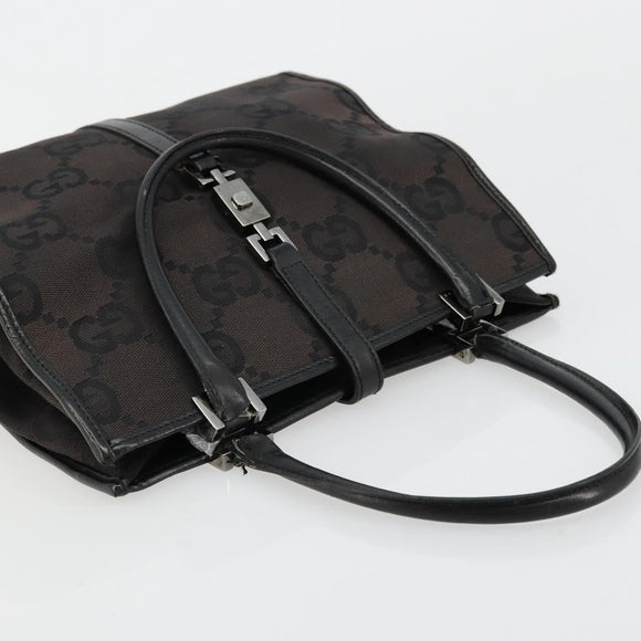 GUCCI GG Canvas Jackie Hand Bag Black Silver 002 1065 Auth 177085
