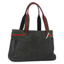 GUCCI Web Sherry Line Tote Bag Canvas Black Red Green 73983 Auth 177087-1