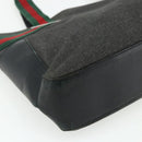 GUCCI Web Sherry Line Tote Bag Canvas Black Red Green 73983 Auth 177087-14