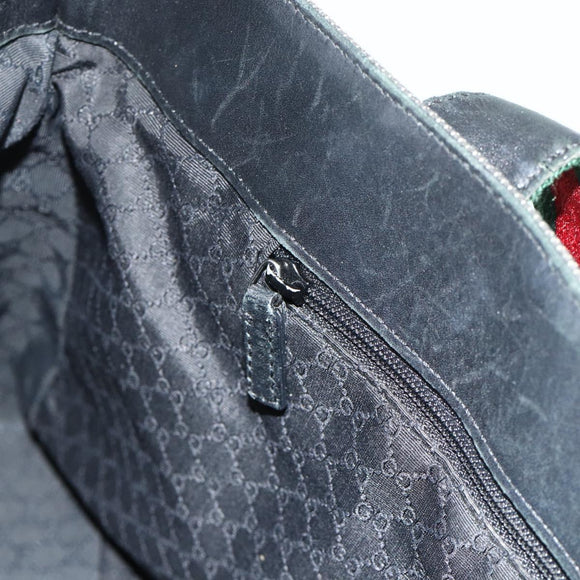 GUCCI Web Sherry Line Tote Bag Canvas Black Red Green 73983 Auth 177087
