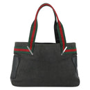 GUCCI Web Sherry Line Tote Bag Canvas Black Red Green 73983 Auth 177087-13