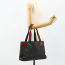GUCCI Web Sherry Line Tote Bag Canvas Black Red Green 73983 Auth 177087-21